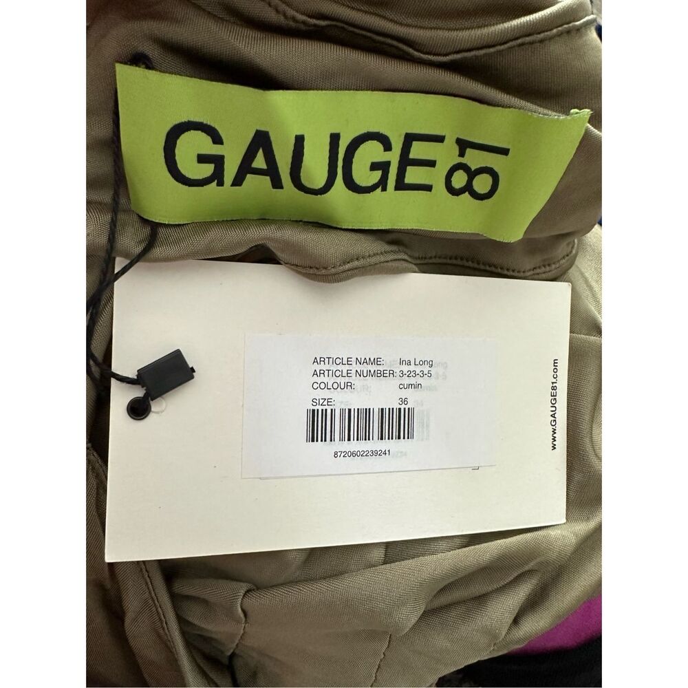 NWT Gauge81 Cowl Neck Ruched Crisscross Open Back Ina Long Dress Cumin Size 36/ - Picture 9 of 9